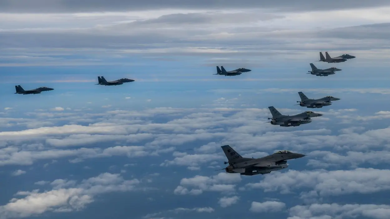 američki i južnokorejski avioni, F-15, F-16, vojska SAD, američka vojska, vojska južne koreje, južnokorejska vojska - 4 okt 2022 - profimedia-657abaf6e1d42.webp
