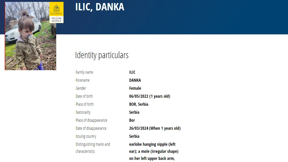 danka ilic, zuta poternica interpola - 31 mart 2024 - foto Printscreen Interpol int-66099cca68d62.webp
