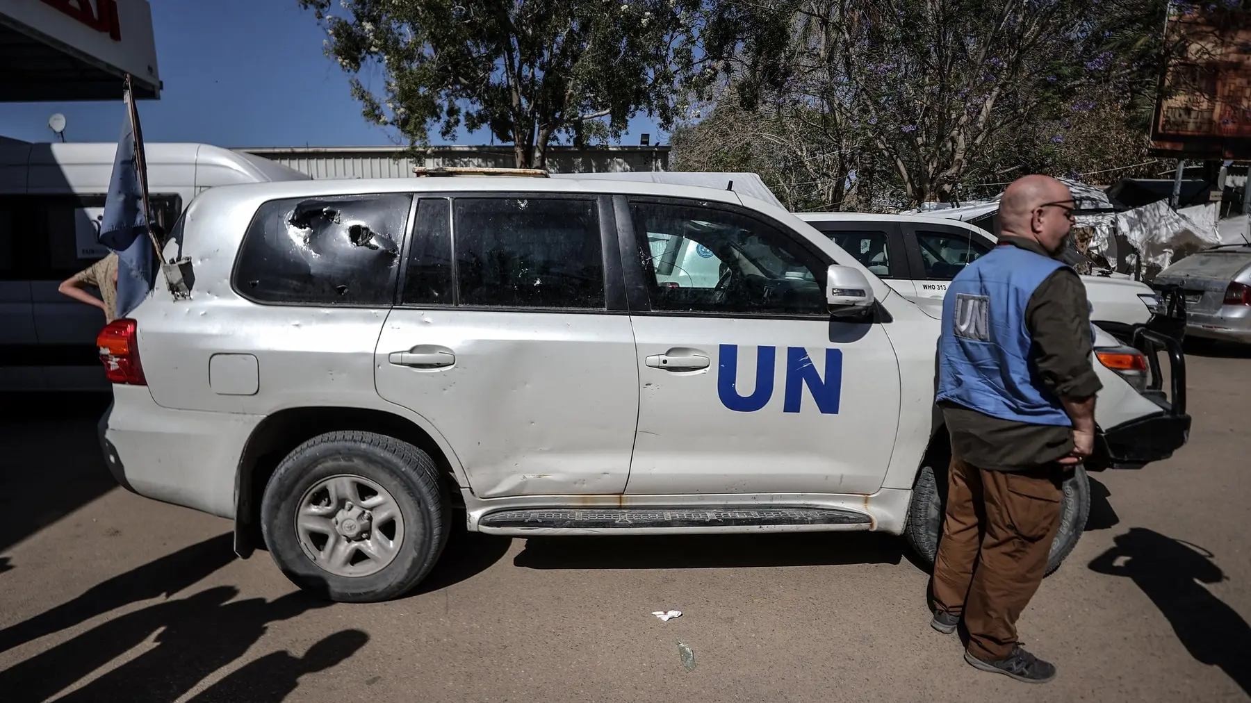 vozilo UN, ujedinjenih nacija, ujedinjene nacije, Pojas Gaze, izrael - 13 maj 2024 - profimedia-66425493854cf.webp